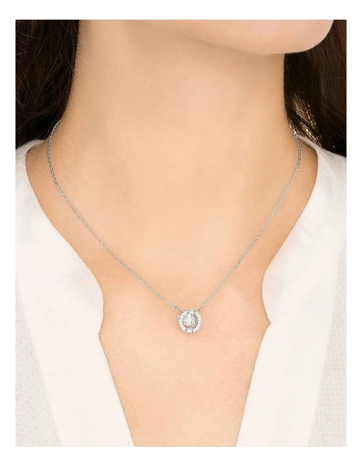 Una necklace Round cut Rhodium plated in White image 6