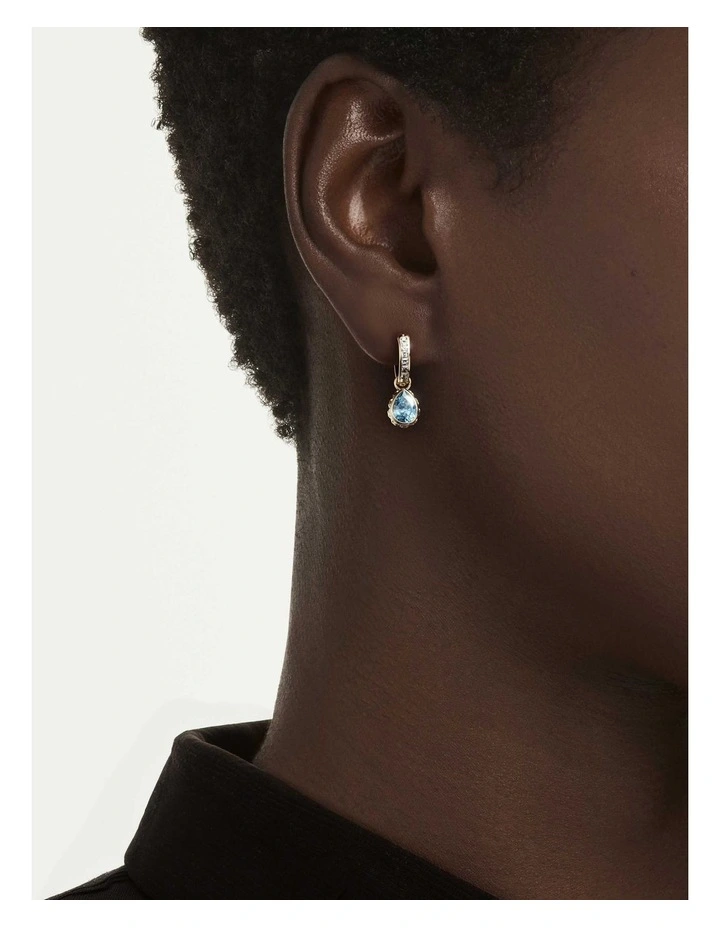 Chroma drop earrings Pear cut 18K gold finish in Blue image 5