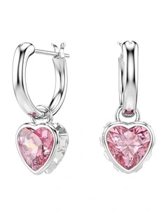 Chroma drop earrings Heart Rhodium plated in Pink