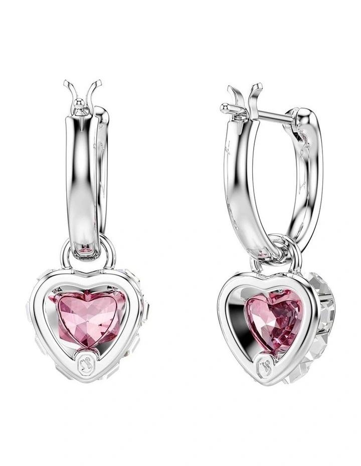 Chroma drop earrings Heart Rhodium plated in Pink image 4