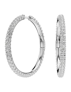 Dextera hoop earrings Round cut Rhodium plated in White