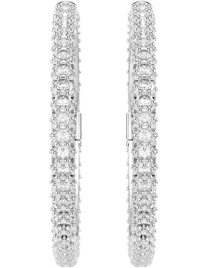 Dextera hoop earrings Round cut Rhodium plated in White image 2