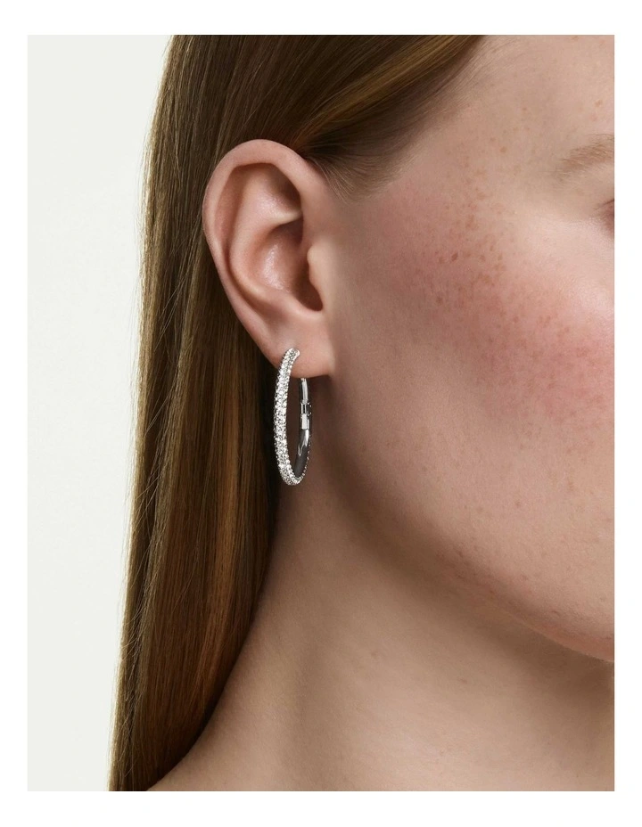 Dextera hoop earrings Round cut Rhodium plated in White image 5