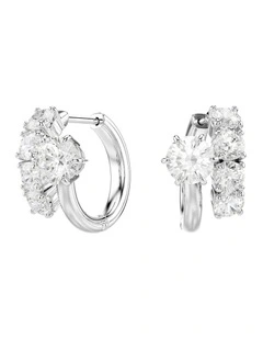 Matrix hoop earrings Round cut Rhodium plated in White