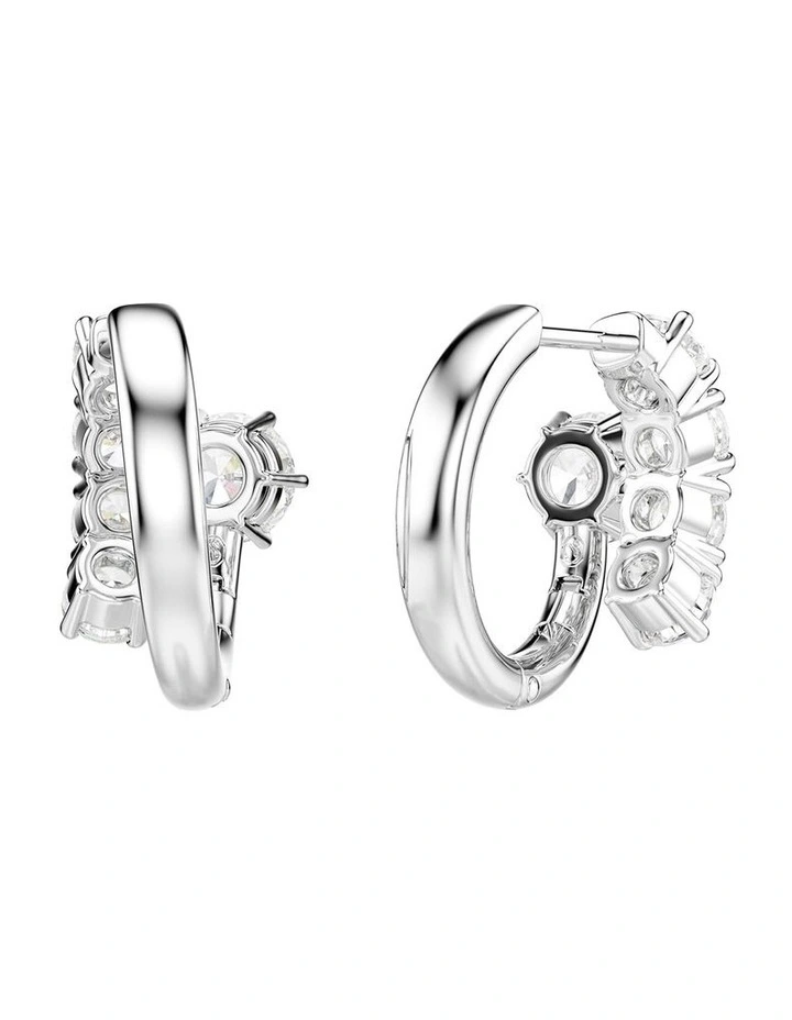 Matrix hoop earrings Round cut Rhodium plated in White image 4