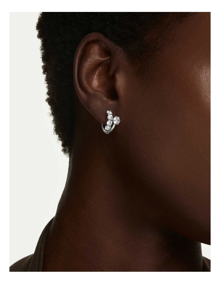 Matrix hoop earrings Round cut Rhodium plated in White image 5
