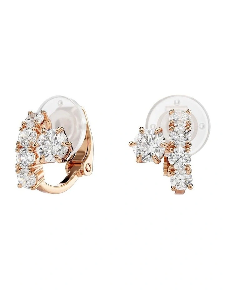 Matrix clip earrings Round cut 18K rose gold finish in White image 1