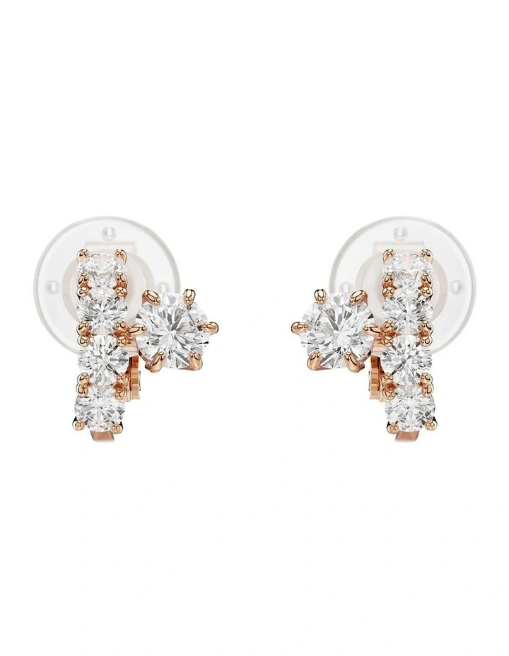 Matrix clip earrings Round cut 18K rose gold finish in White image 2