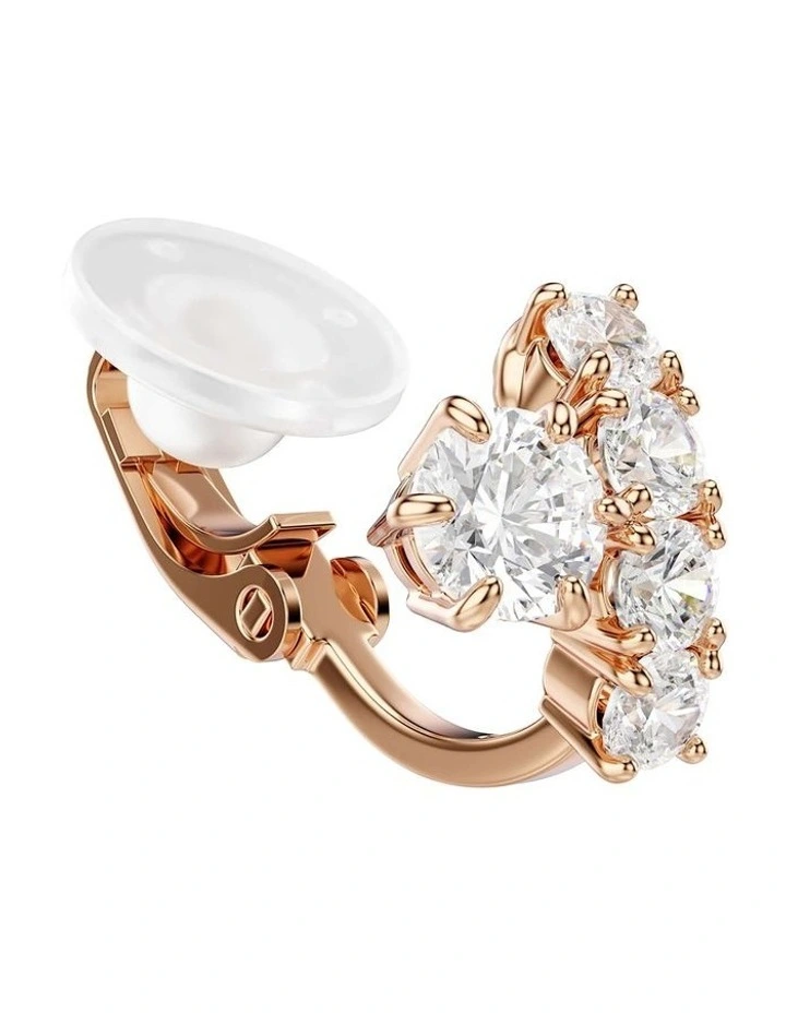 Matrix clip earrings Round cut 18K rose gold finish in White image 3