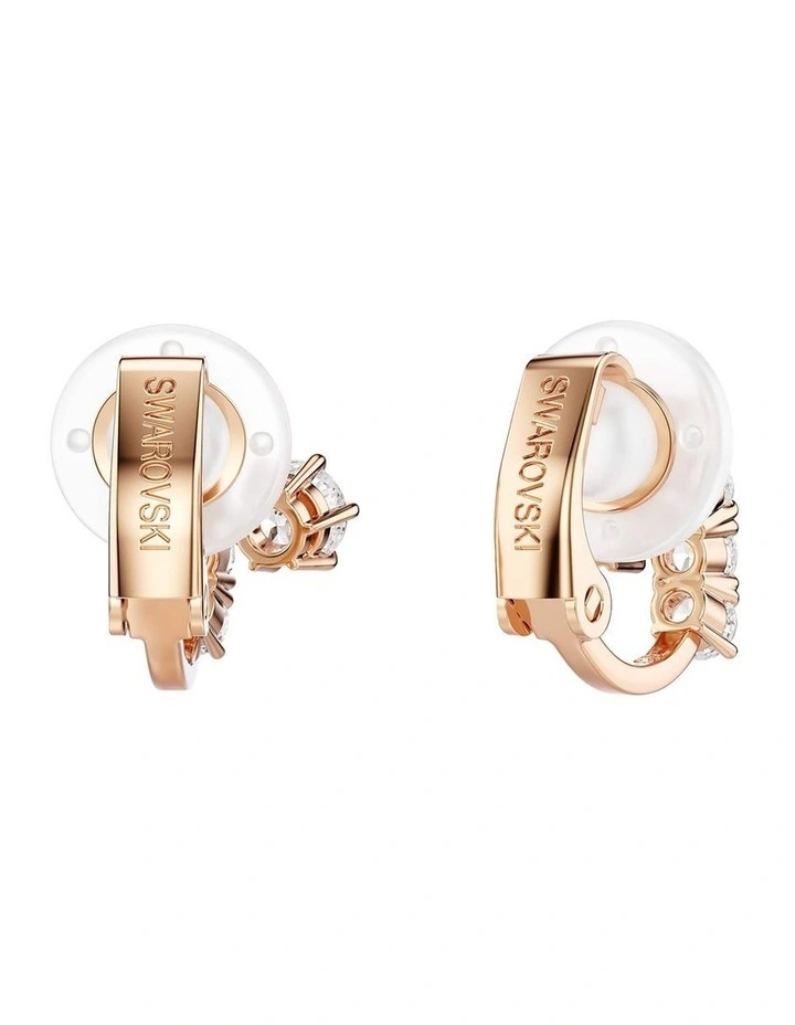 Matrix clip earrings Round cut 18K rose gold finish in White image 4