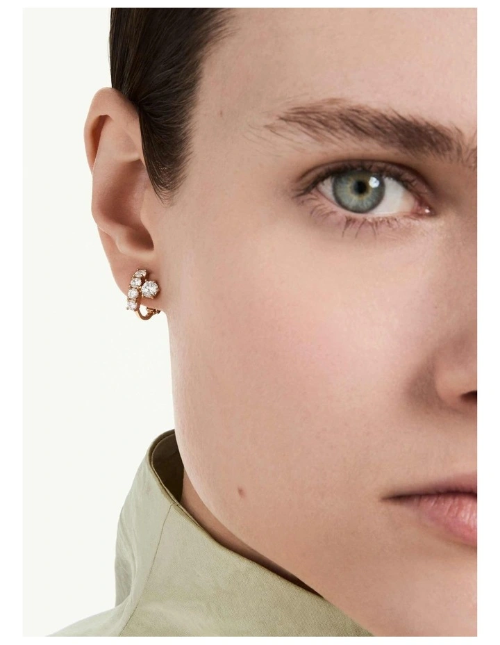 Matrix clip earrings Round cut 18K rose gold finish in White image 5