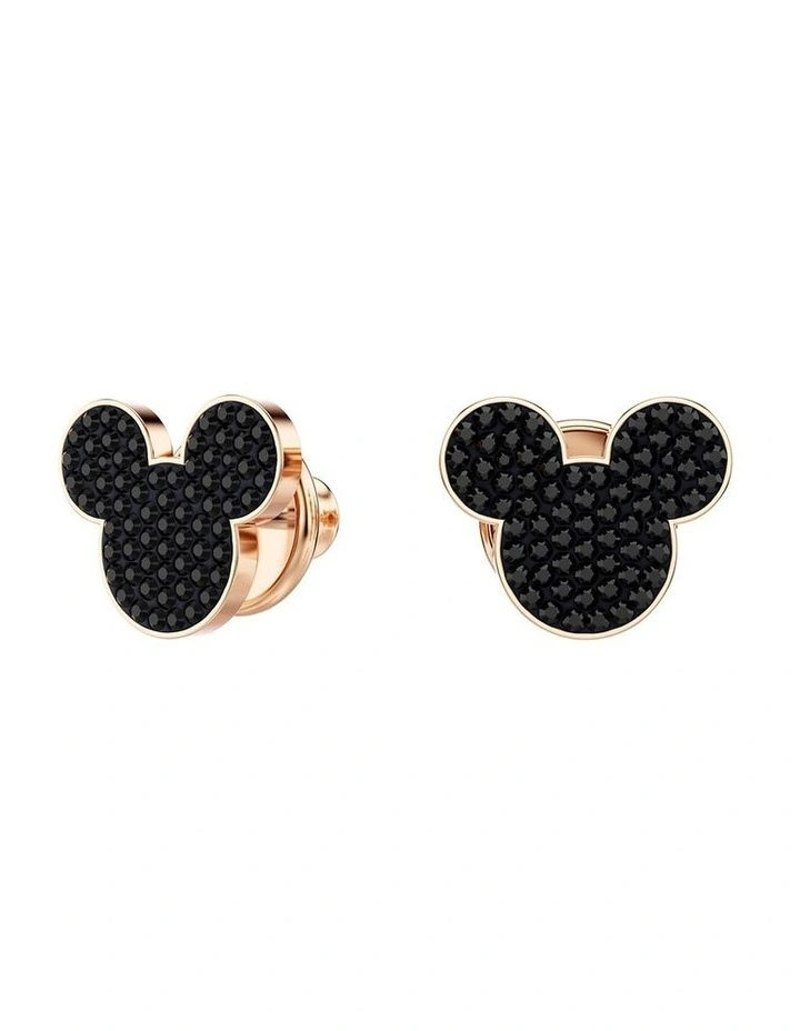 Mickey & Minnie stud earrings 18K rose gold finish in Black image 2