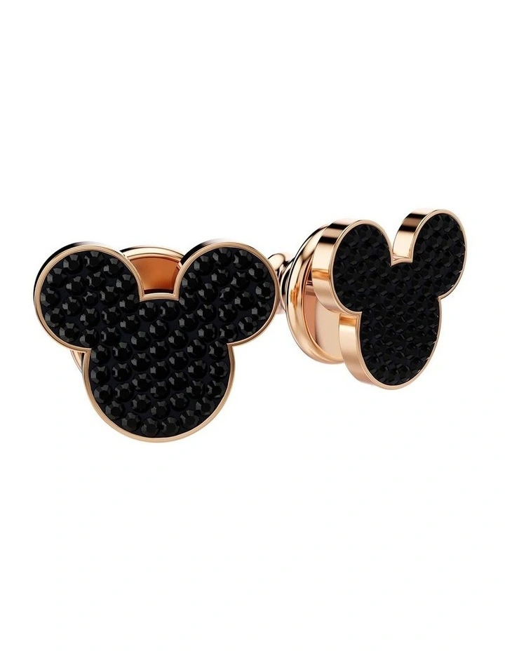 Mickey & Minnie stud earrings 18K rose gold finish in Black image 3