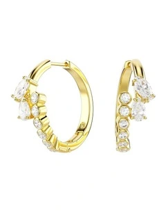 Mesmera hoop earrings Mixed cuts 18K gold finish in White