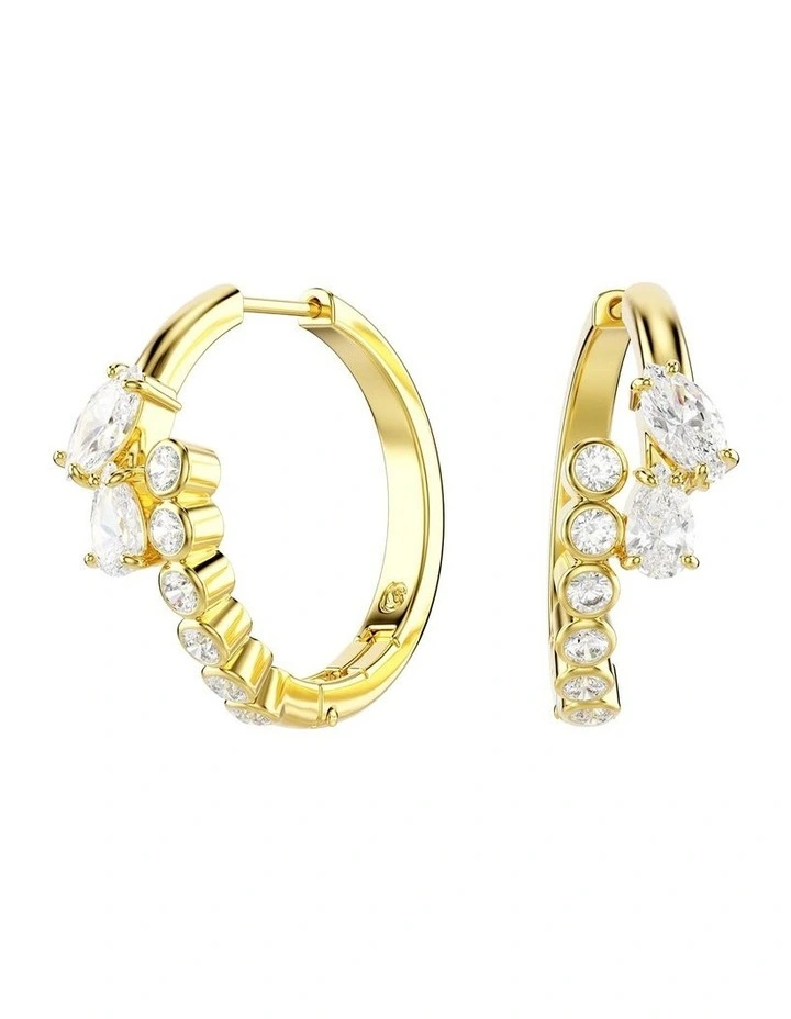 Mesmera hoop earrings Mixed cuts 18K gold finish in White image 1