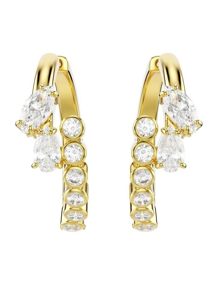 Mesmera hoop earrings Mixed cuts 18K gold finish in White image 2