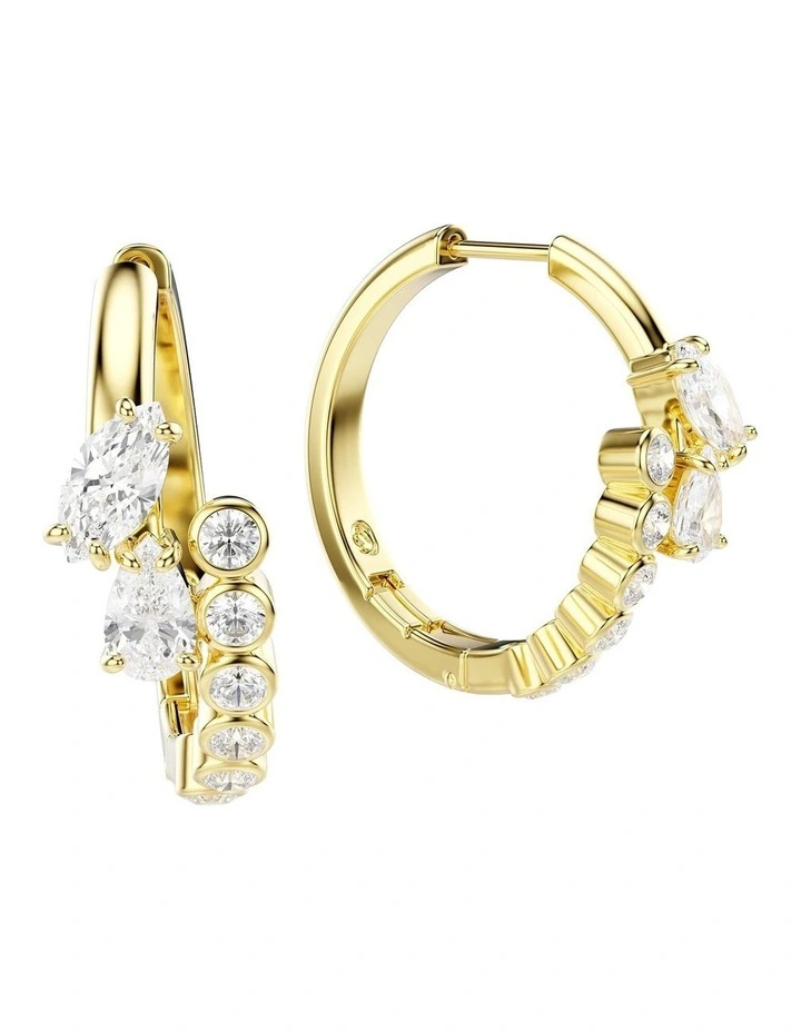 Mesmera hoop earrings Mixed cuts 18K gold finish in White image 3