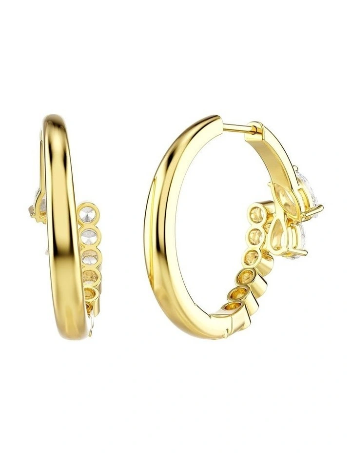 Mesmera hoop earrings Mixed cuts 18K gold finish in White image 4