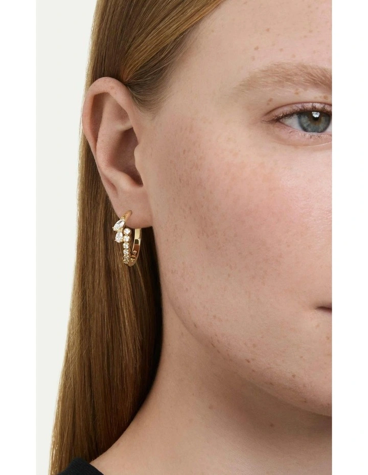 Mesmera hoop earrings Mixed cuts 18K gold finish in White image 5