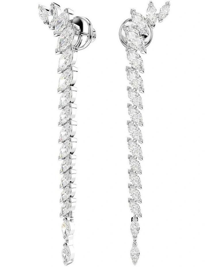Mesmera earrings Marquise cut Rhodium plated in White image 2