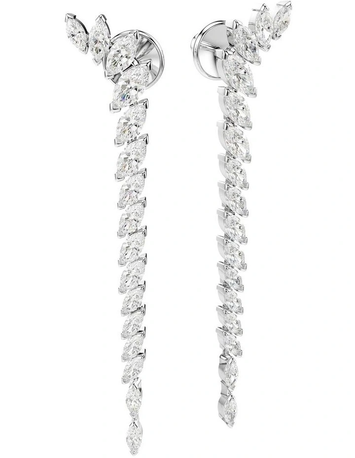 Mesmera earrings Marquise cut Rhodium plated in White image 3