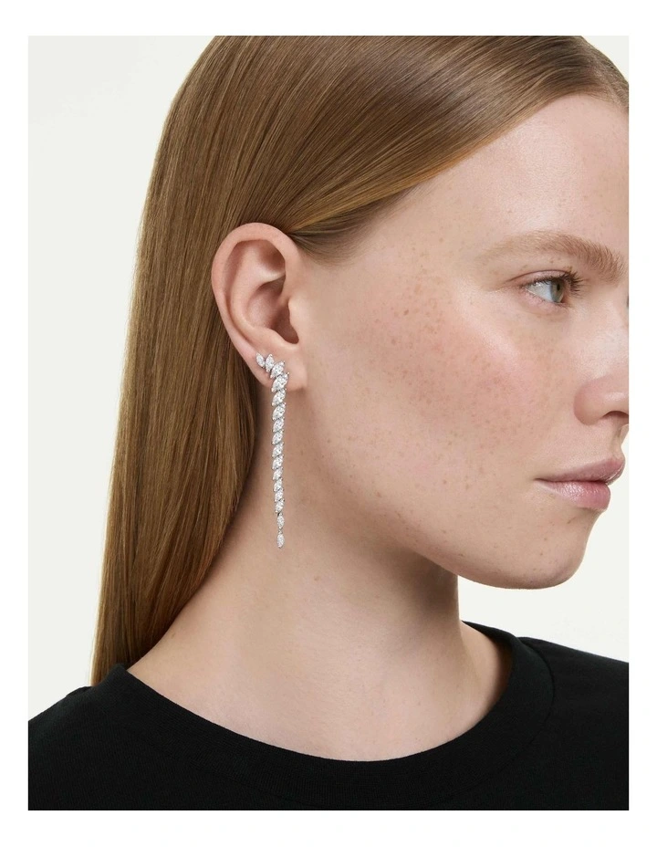 Mesmera earrings Marquise cut Rhodium plated in White image 5