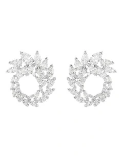 Mesmera hoop earrings Marquise cut Rhodium plated in White