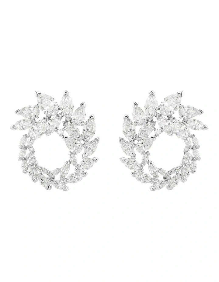 Mesmera hoop earrings Marquise cut Rhodium plated in White image 1
