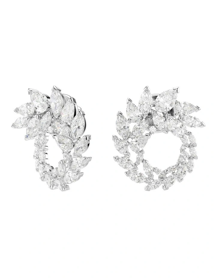 Mesmera hoop earrings Marquise cut Rhodium plated in White image 2