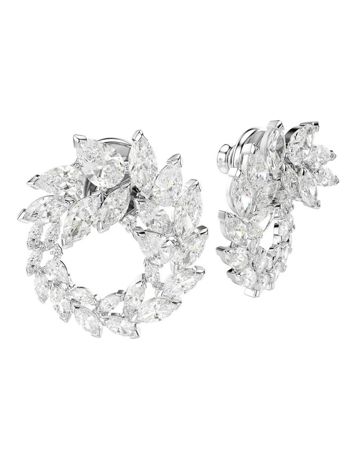 Mesmera hoop earrings Marquise cut Rhodium plated in White image 3
