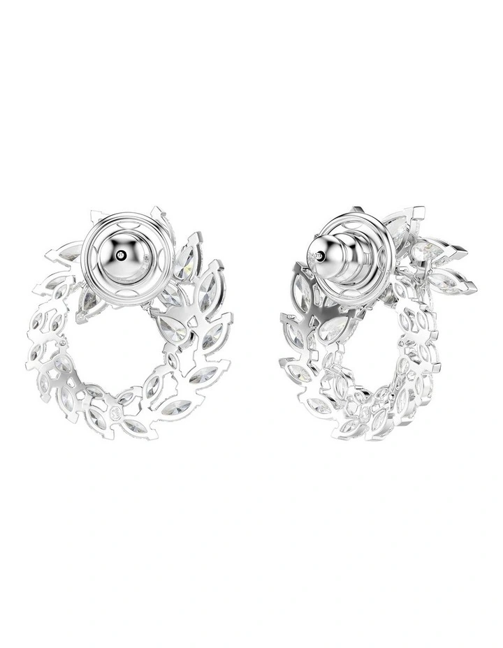 Mesmera hoop earrings Marquise cut Rhodium plated in White image 4