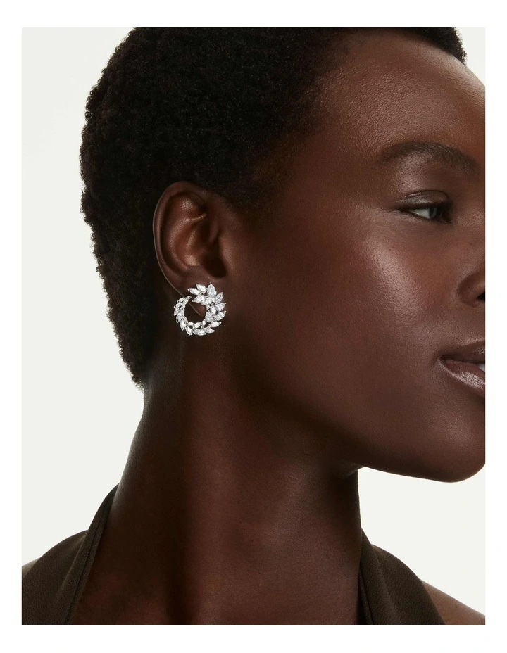 Mesmera hoop earrings Marquise cut Rhodium plated in White image 5