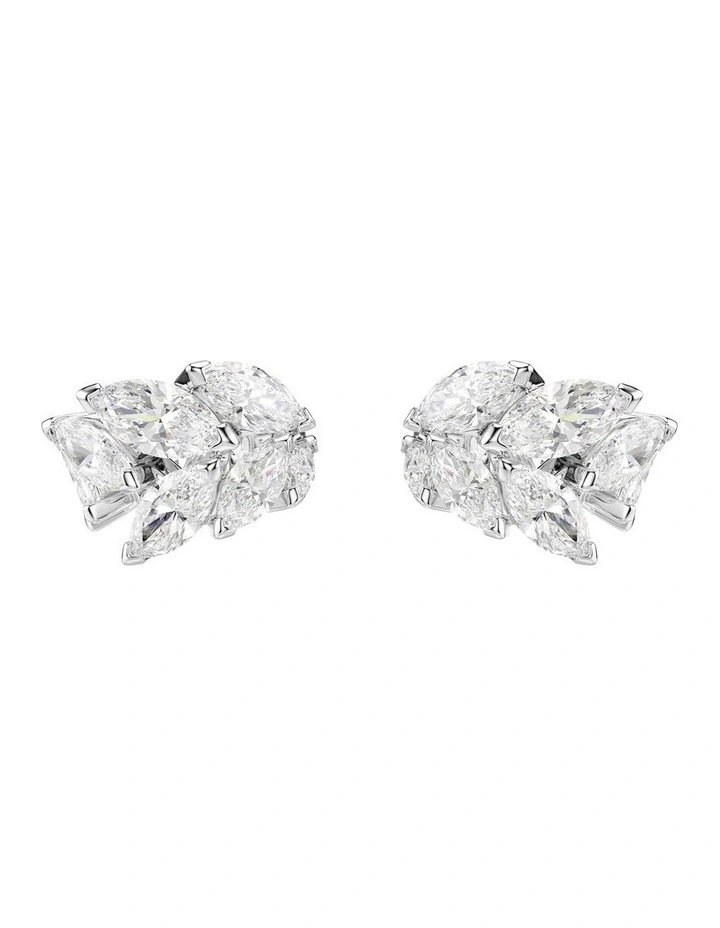 Mesmera ear cuffs Marquise cut Rhodium plated in White image 1