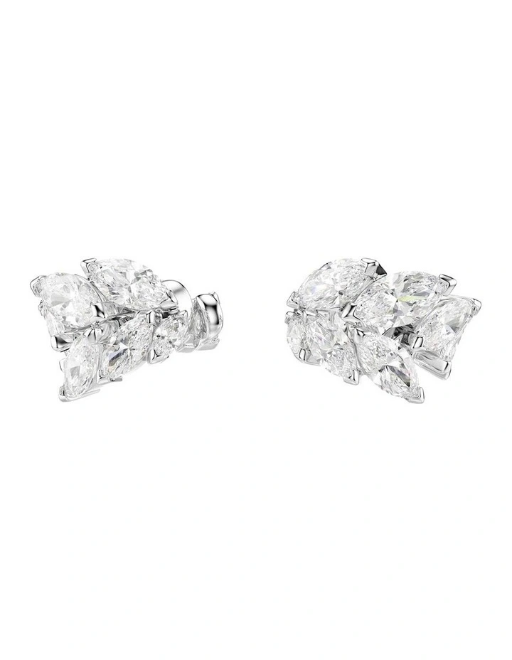 Mesmera ear cuffs Marquise cut Rhodium plated in White image 2