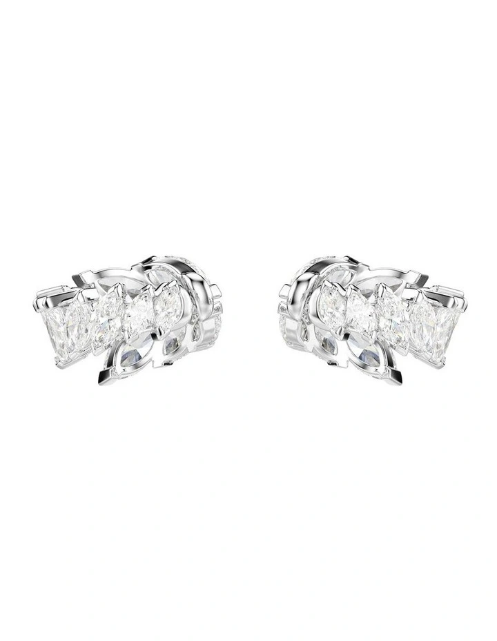 Mesmera ear cuffs Marquise cut Rhodium plated in White image 4
