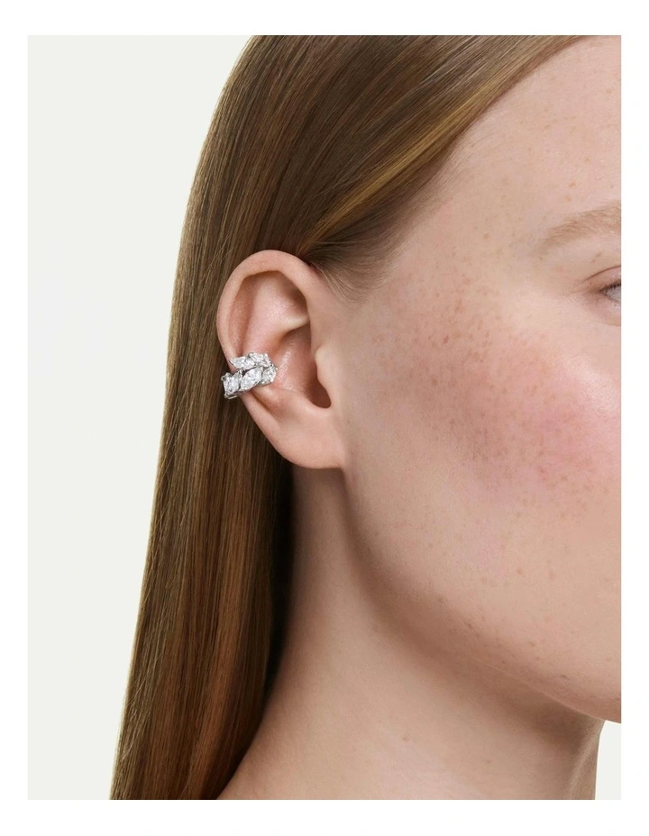 Mesmera ear cuffs Marquise cut Rhodium plated in White image 6