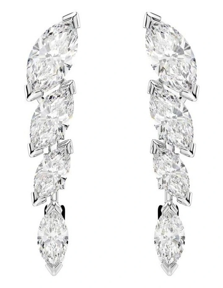 Mesmera earrings Marquise cut Rhodium plated in White image 1