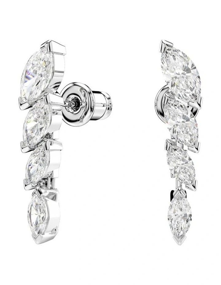 Mesmera earrings Marquise cut Rhodium plated in White image 2