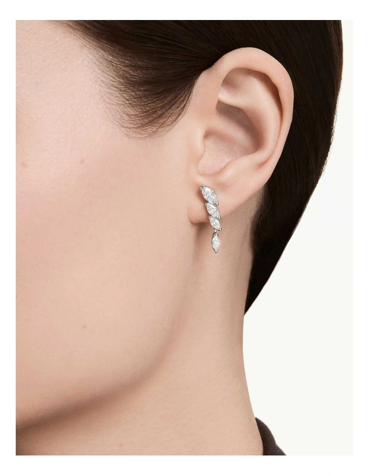 Mesmera earrings Marquise cut Rhodium plated in White image 5