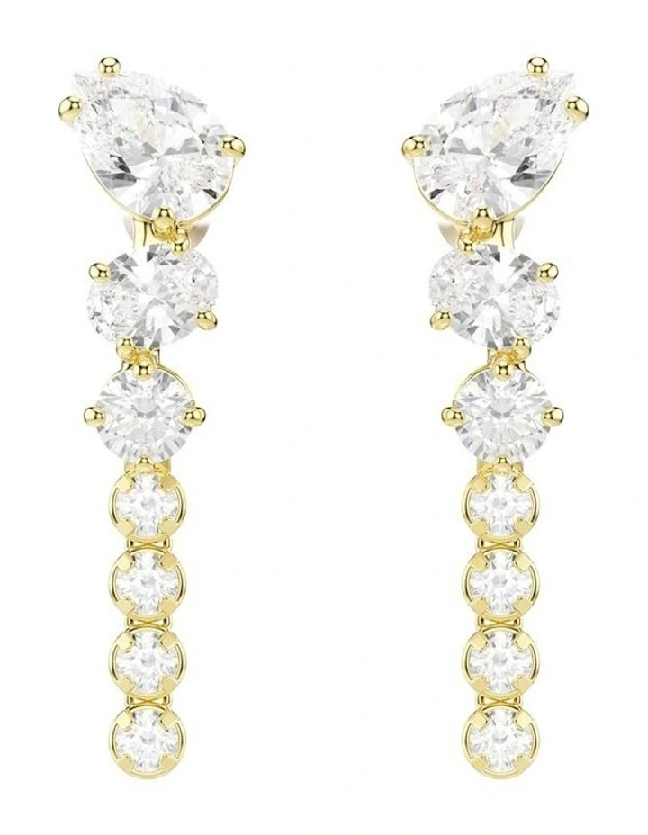 Mesmera drop earrings Mixed cuts 18K gold finish in White image 1