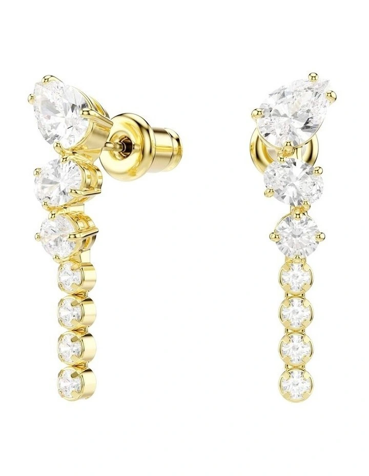 Mesmera drop earrings Mixed cuts 18K gold finish in White image 2