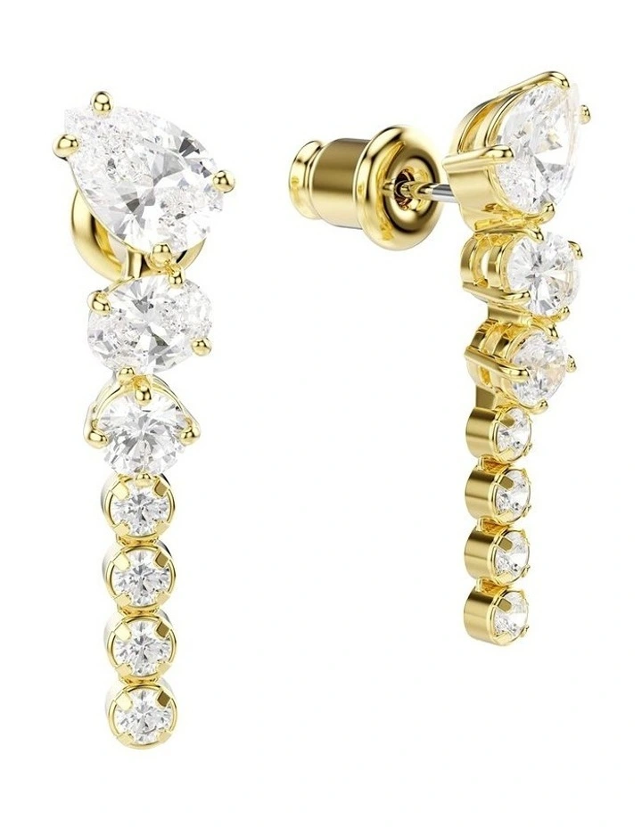 Mesmera drop earrings Mixed cuts 18K gold finish in White image 3
