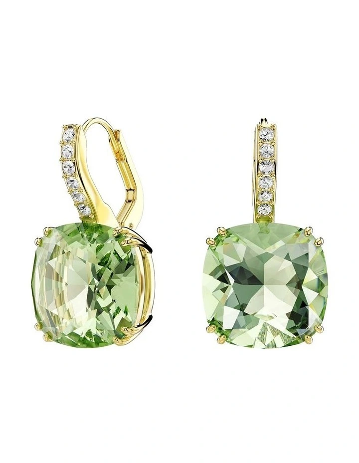 Millenia drop earrings Cushion cut 18K gold finish in Green image 1