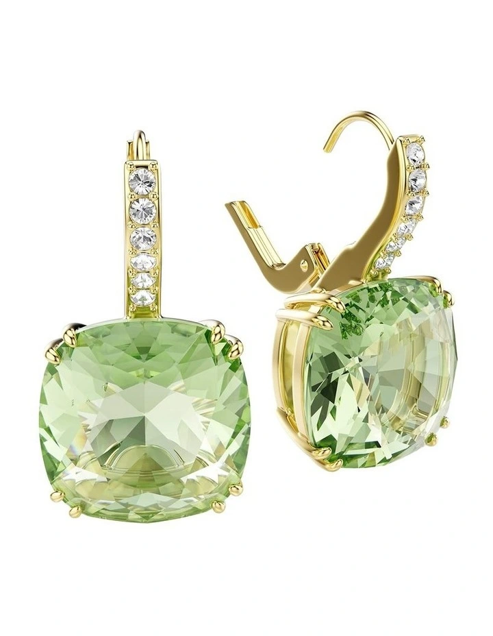 Millenia drop earrings Cushion cut 18K gold finish in Green image 3