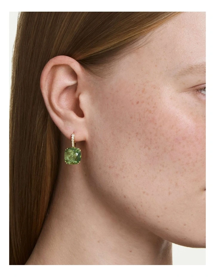 Millenia drop earrings Cushion cut 18K gold finish in Green image 5