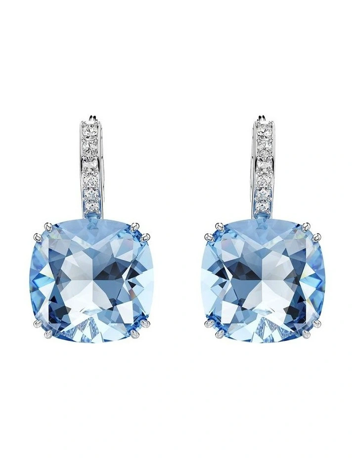 Millenia drop earrings Cushion cut Rhodium plated in Blue image 2