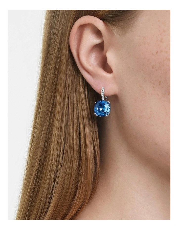 Millenia drop earrings Cushion cut Rhodium plated in Blue image 5