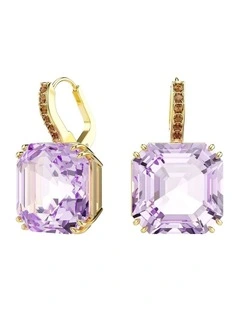 Millenia drop earrings Square cut 18K gold finish in Purple