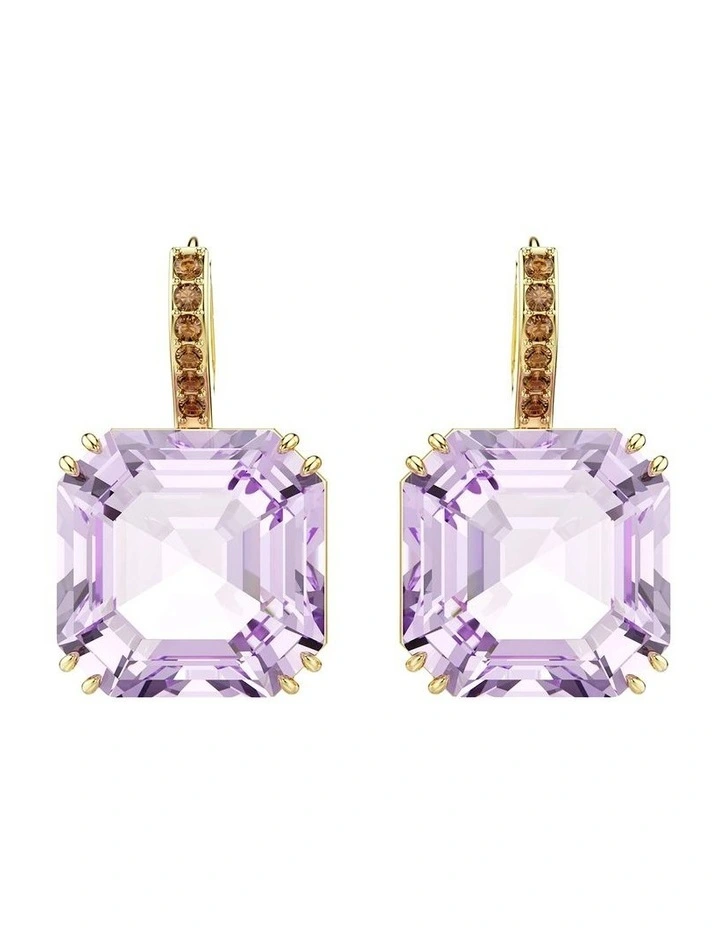 Millenia drop earrings Square cut 18K gold finish in Purple image 2