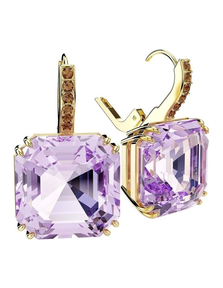 Millenia drop earrings Square cut 18K gold finish in Purple image 3